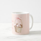 Pink Bow Strawberry Chocolate Hearts Basket Kaffeetasse (VorderseiteRechts)