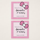 Pink Bow, Streifen, 1. Geburtstag Party (Vorne & Hinten)