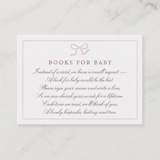 PInk Bow & Stripes-Bücher für die Babyverschlusska Visitenkarte (Vorderseite)