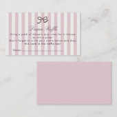 PInk Bow & Stripes Diaper Raffle Umschließkarte Visitenkarte (Vorne/Hinten)