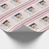 Pink Bow Stripes Foto Urlaub Geschenkpapier (Ecke)