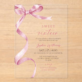 Pink Bow Sweet 16 Birthday  Acryleinladungen (Vorderseite)