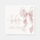 Pink Bow Sweet 16 Birthday Napkins Serviette (Vorderseite)