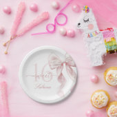 Pink Bow Sweet 16 Birthday Paper Plate Pappteller (Party)