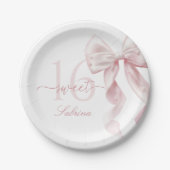 Pink Bow Sweet 16 Birthday Paper Plate Pappteller (Vorderseite)