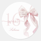 Pink Bow Sweet 16 Birthday Sticker (Vorderseite)