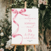 Pink Bow Sweet 16 Geburtstag Begrüßungszeichen Poster