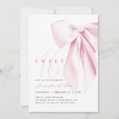Pink Bow Sweet 16 Geburtstag Einladung (Vorderseite)