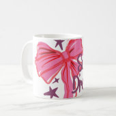Pink Bow "Sweet Dreams" Glitzer Typografie Kaffeetasse (Vorderseite Links)