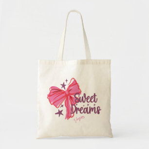 Pink Bow "Sweet Dreams" Glitzer Typografie Tragetasche