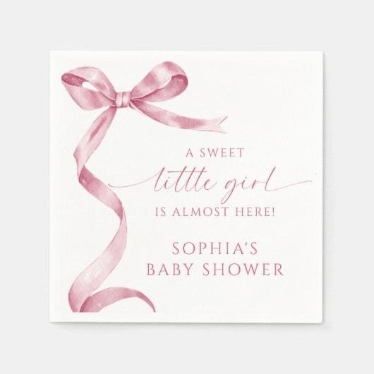 Pink Bow Sweet Little Girl Baby Dusche Serviette (Vorderseite)