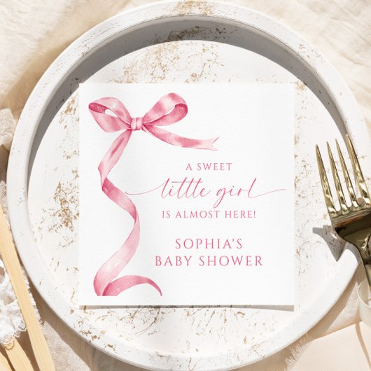 Pink Bow Sweet Little Girl Baby Dusche Serviette