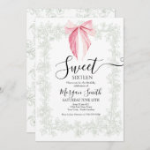 pink bow Sweet Sixteen Birthday Einladung (Vorne/Hinten)