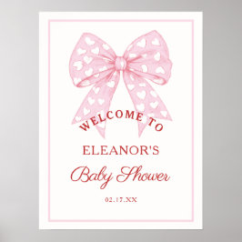 Pink Bow Sweetheart Baby Dusche Empfang Poster