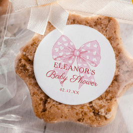 Pink Bow Sweetheart Baby Dusche Gefallen Runder Aufkleber