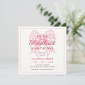 Pink Bow Sweetheart Baby Dusche Square Einladung (Stehend Vorderseite)