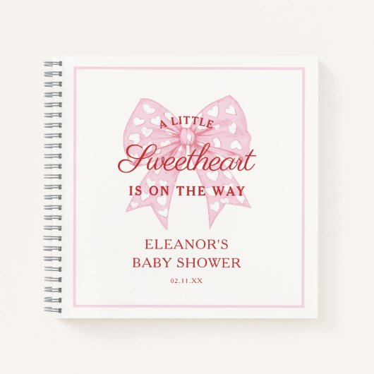 Pink Bow Sweetheart Baby Showbook Notizblock (Vorderseite)