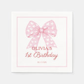 Pink Bow Sweetheart Geburtstagsparty Serviette (Vorderseite)