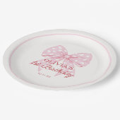 Pink Bow Sweetheart Girl 1. Geburtstag Party Pappteller (Schrägansicht)