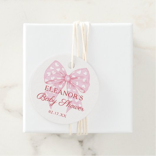 Pink Bow Sweetheart Girl Baby Dusche Geschenkanhänger (Beispiel)
