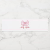 Pink Bow Sweetheart Girl Baby Dusche Wasserflaschenetikett (Einzelnes Label)