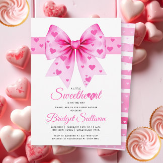PInk Bow Sweetheart girl Valentine's Baby shower Einladung