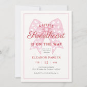 Pink Bow Sweetheart ist auf dem Weg Babydusche Einladung (Vorderseite)