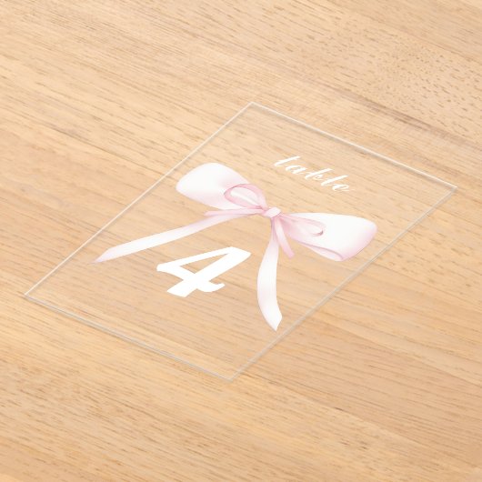 pink bow Table Numbers Acryleinladungen (Ablage )