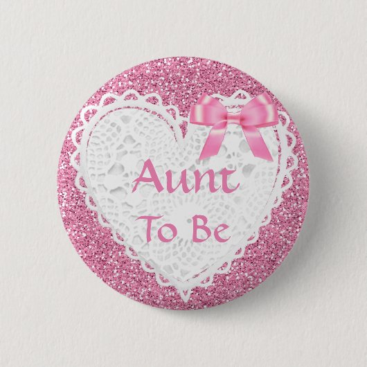 Pink Bow Tante zum Baby Showknopf Button (Vorderseite)