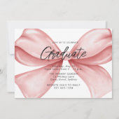 Pink Bow Three Foto Abschluss 2025 Einladung (Rückseite)