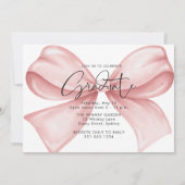 Pink Bow Three Photo Graduation 2025 Invitation Einladung (Rückseite)