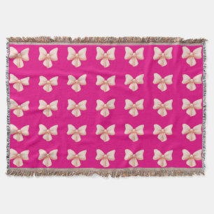Pink Bow Throw Blanket Decke