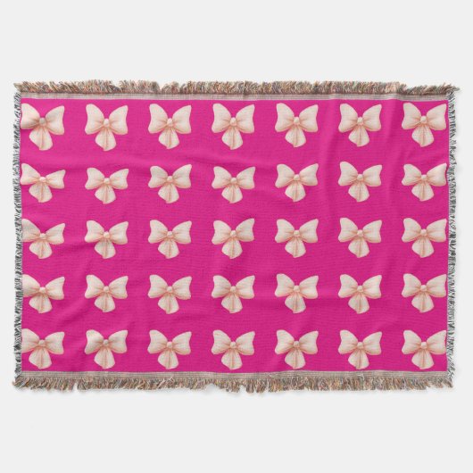 Pink Bow Throw Blanket Decke (Vorderseite)