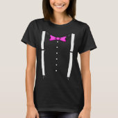 Pink Bow Tie Suspenders Cummerbund Tuxedo Bow Tie T-Shirt (Vorderseite)