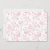 Pink Bow Toile Chinoiserie 1. Geburtstag Foto Einladung (Rückseite)