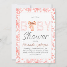 Pink Bow Toile de Jouy Floral Baby Dusche