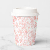 Pink Bow Toile de Jouy Floral Baby Dusche Pappbecher (Rückseite)