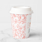 Pink Bow Toile de Jouy Floral Baby Dusche Pappbecher (Rechts)