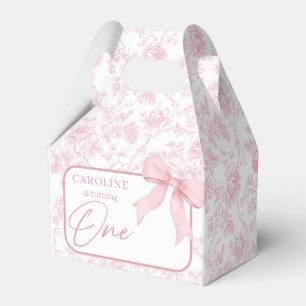 Pink Bow Toile Floral Birthday Favor Box Geschenkschachtel