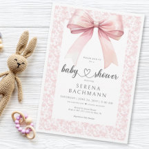 Pink Bow Toile Girl Babydusche