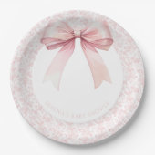 Pink Bow Toile Girl Babydusche Teller (Vorderseite)