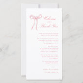 Pink Bow Toile Willkommen und danke Platzkarte (Vorderseite)