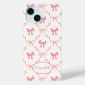Pink Bow Trellis Coquette Pattern Case-Mate iPhone Hülle (Rückseite)