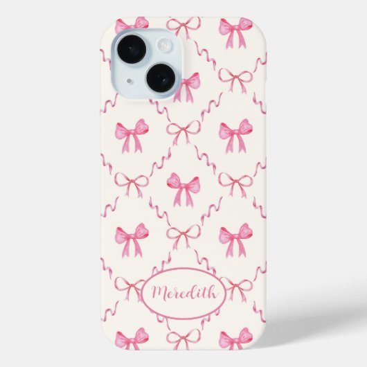 Pink Bow Trellis Coquette Pattern Case-Mate iPhone Hülle (Rückseite)
