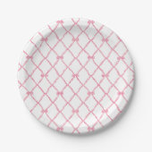 Pink Bow Trellis Paper Party Plate Pappteller (Vorderseite)