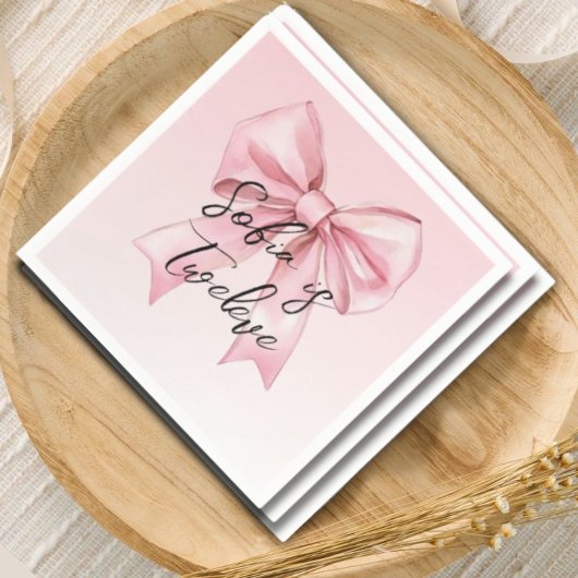 Pink Bow Twelve Birthday Paper Napkin Serviette