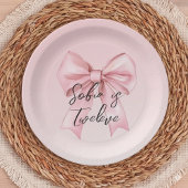 Pink Bow Twelve Birthday Paper Plate Pappteller