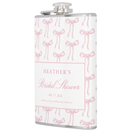Pink Bow Tying The Knot Bridal Shower Favors Flachmann (Links)