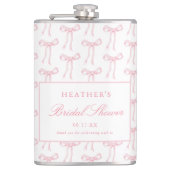 Pink Bow Tying The Knot Bridal Shower Favors Flachmann (Vorderseite)