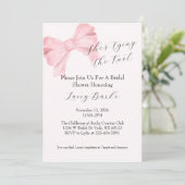 Pink Bow Tying the Knot Bridal Shower Invitation - Einladung (Stehend Vorderseite)